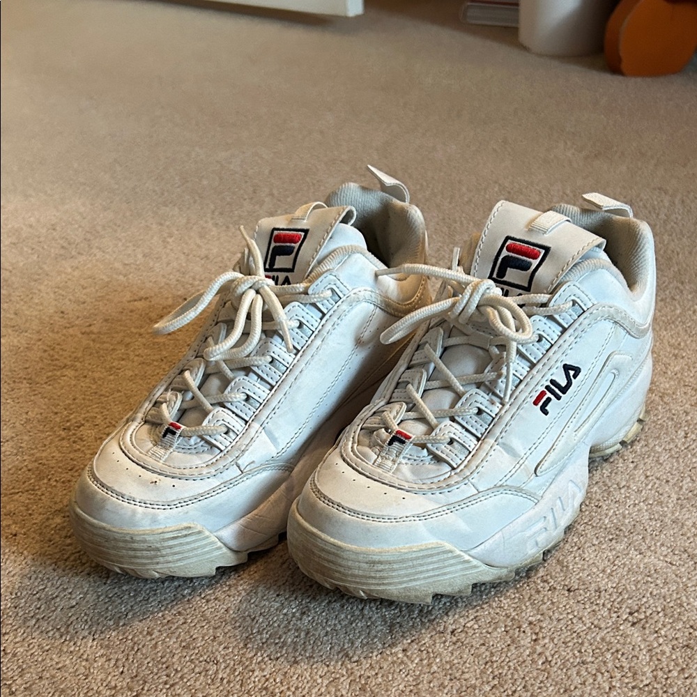 Fila Cream and White Athletic Shoes